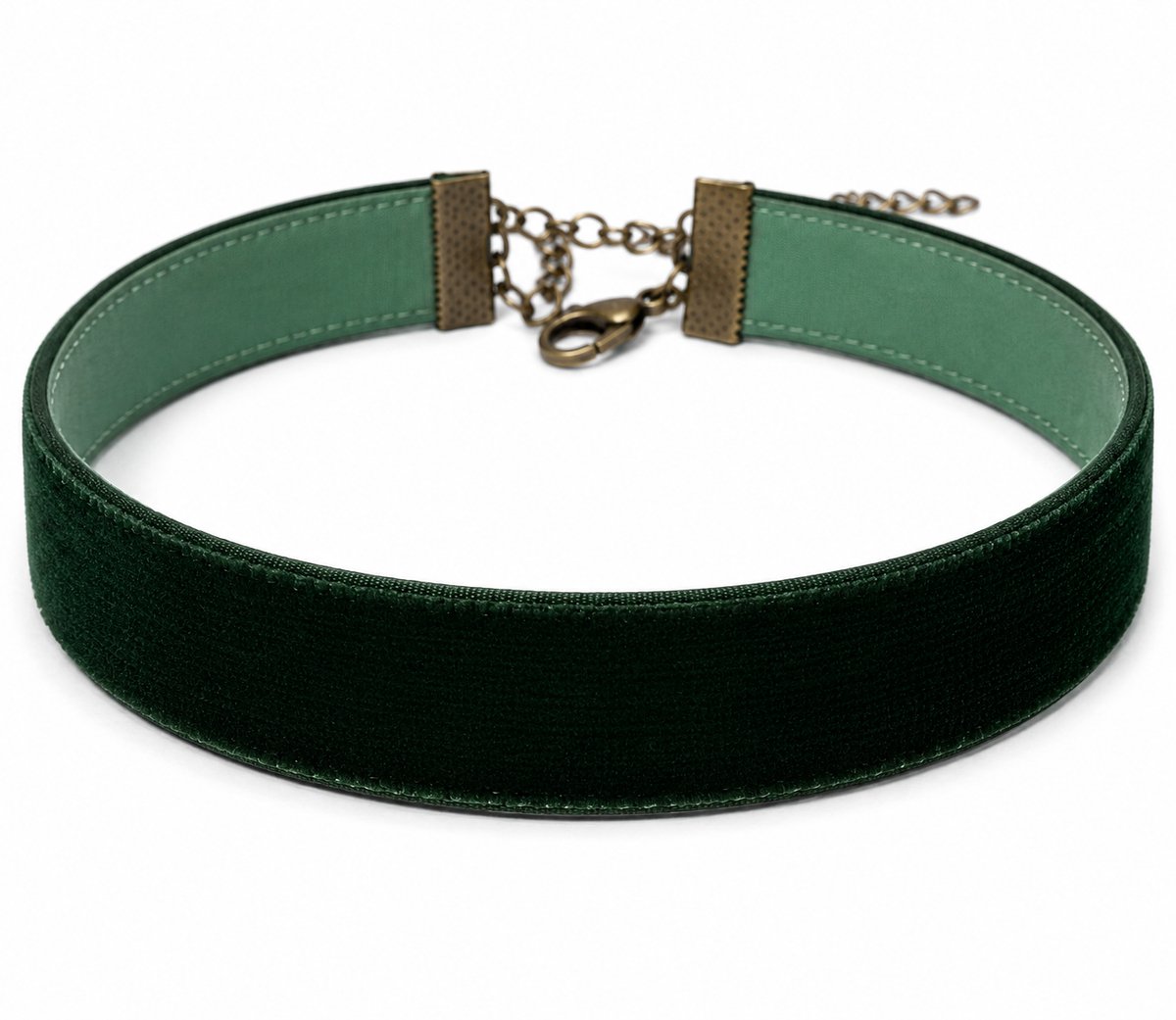 Choker - Ketting dames - Collier - Velvet - groen - 28+9 cm - 1 stuks