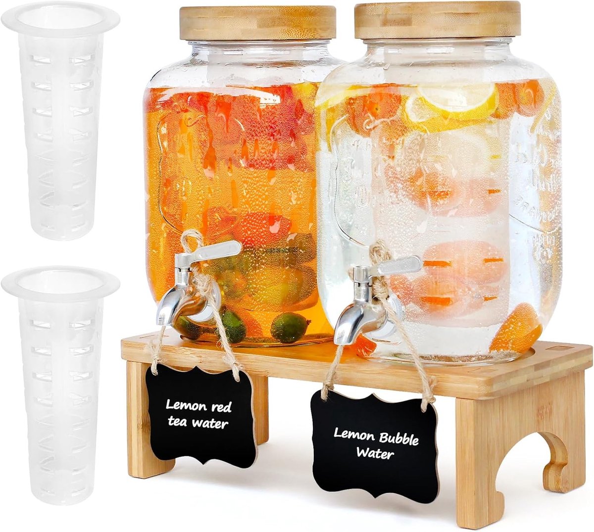 Glazen Drankdispenser met Standaard - Glas - 4 l - Roestvrijstalen Tapkraan - Voor Feesten en Evenementen