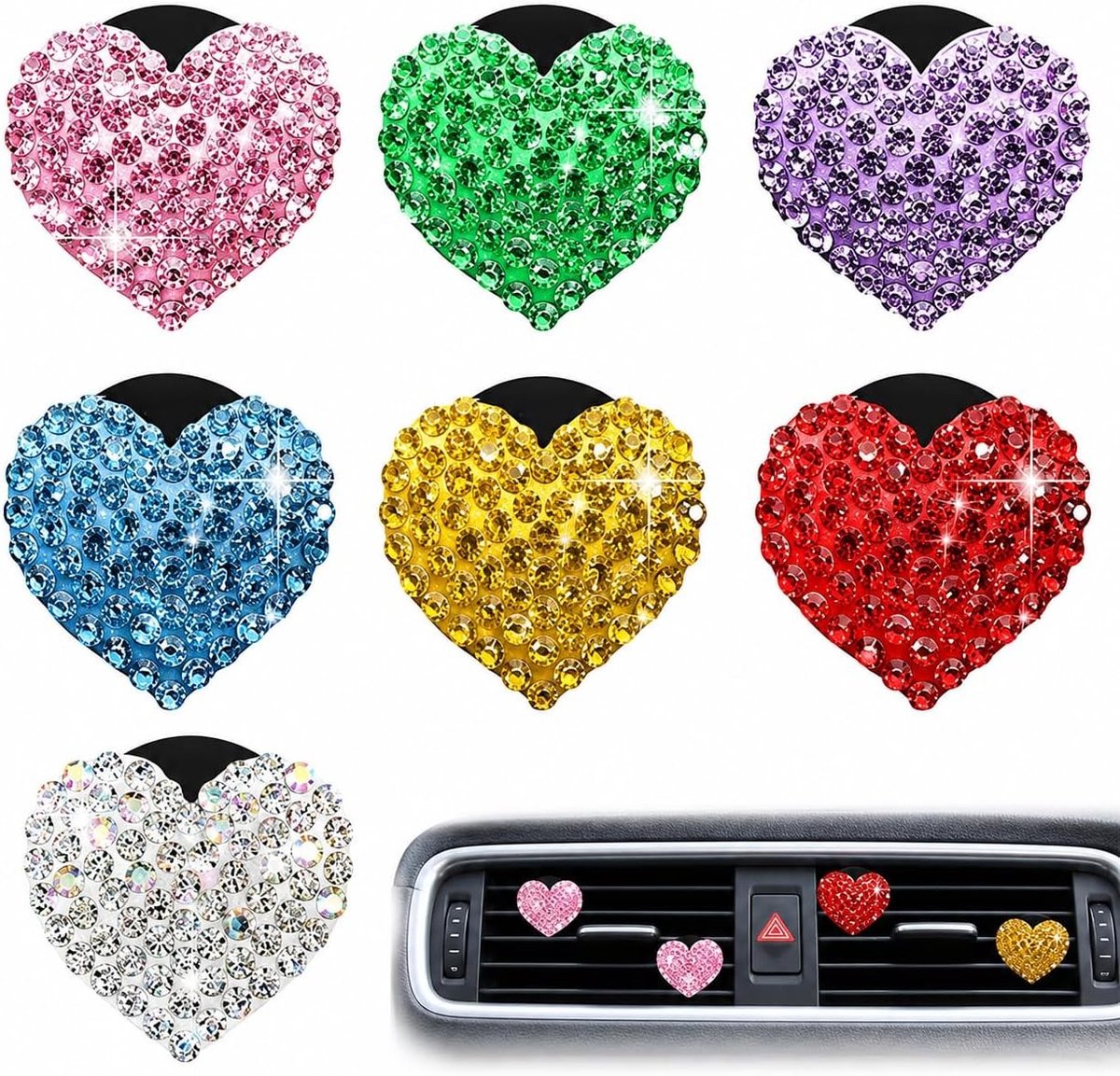 Multicolored Hartvormige Auto Luchtverfrisser - Stijlvolle Aroma Diffusers voor Auto, Thuis en Kantoor
