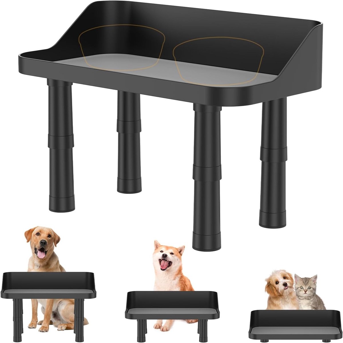 Verstelbare voederbakhouder met antislip siliconen mat voor honden, verhoogde hondenbakstandaard voor optimale voeding en comfort