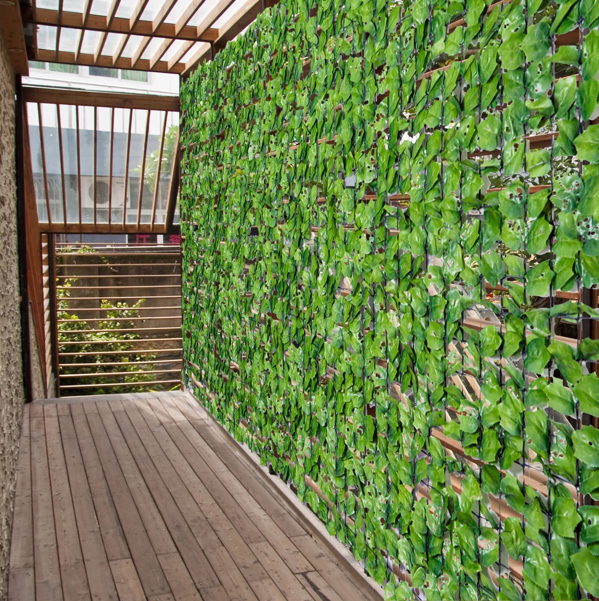 REDOM - Kunsthaag - Kunststof bladeren - Flexibel te bevestigen - Bescherming tegen inkijk - Voor balkon terras en tuinhek - PE en geweven stof - Lichtgroen - 300 x 150 cm