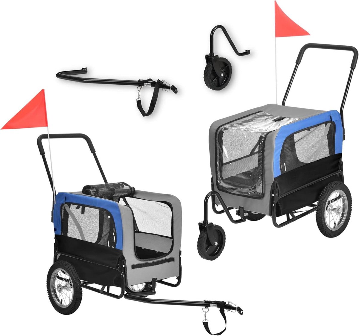 Fietskar Huisdier - Buggy Functie - Comfortabel Vervoer - Tot 20 kg - 110 x 67 x 96 cm