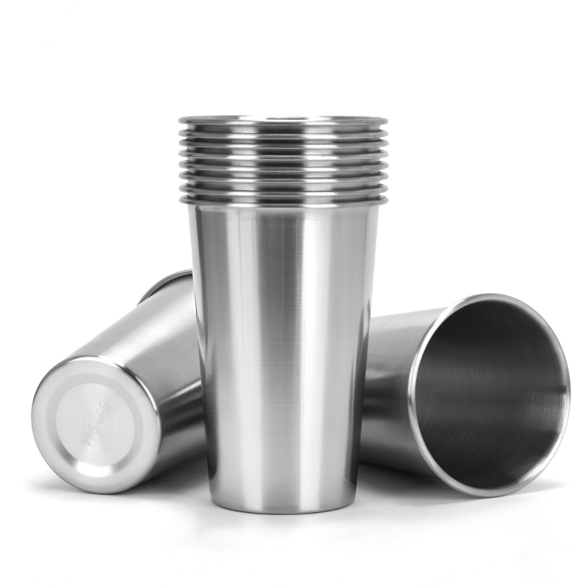 Roestvrijstalen bekers 16oz - Herbruikbare drinkglazen - 10 stuks - Ideaal voor pubs en kamperen - ShopVlot