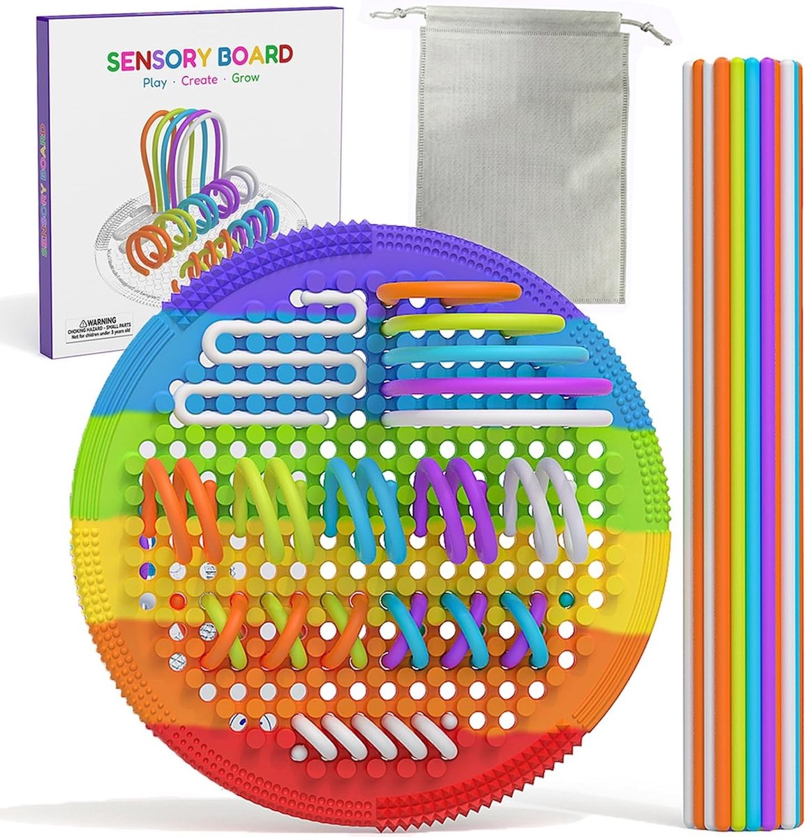Activiteitenbord van Siliconen voor Kinderen vanaf 3 Jaar, Dubbelzijdig met 25 Strips, Montessori Speelgoed voor Fijne Motoriek, Fidget en Reisgeschenk