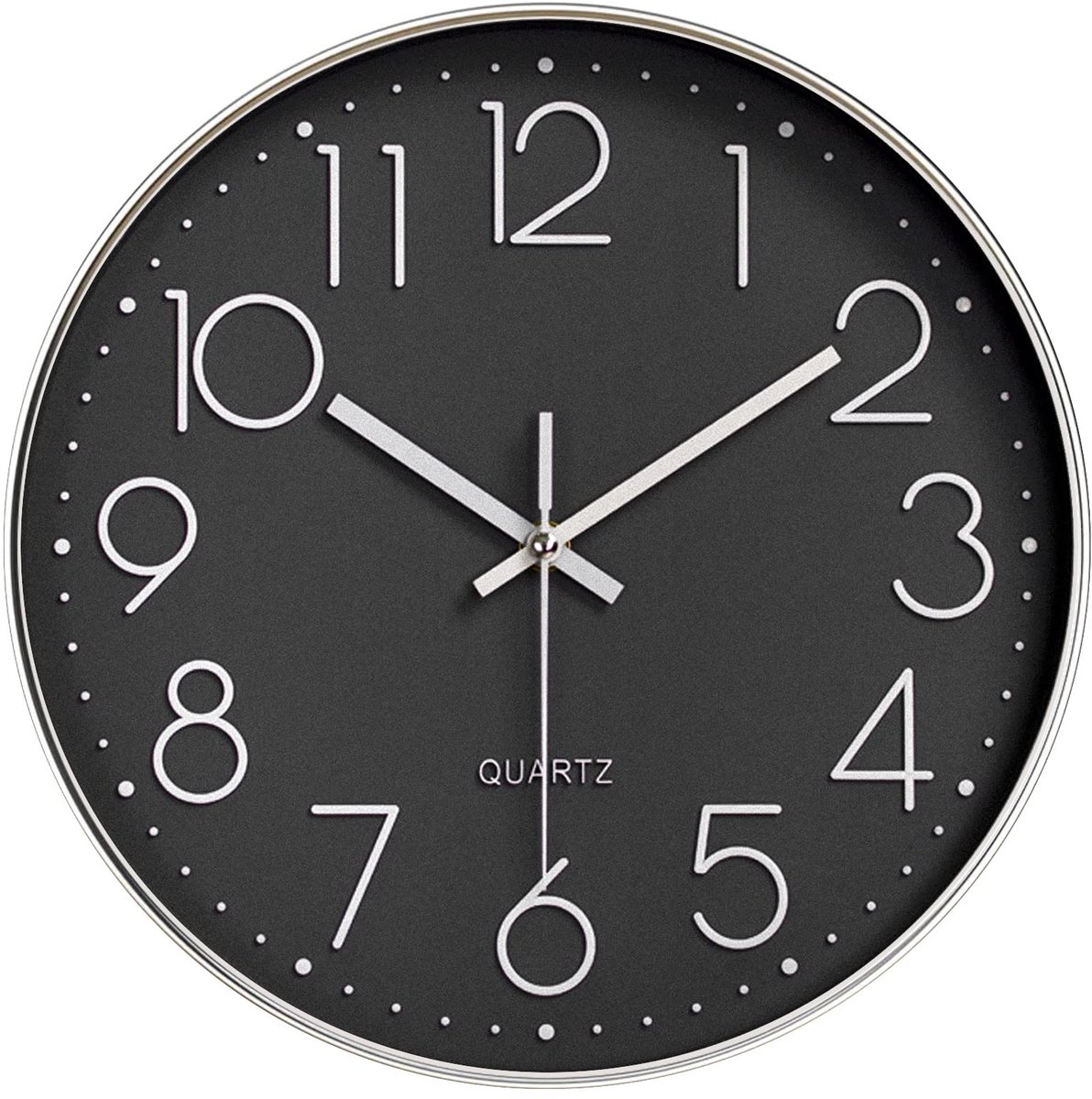 Nutabevr Wandklok met 30 cm diameter, moderne stijl, stil kwartsuurwerk, wandklok met cijfers en batterijvoeding, voor - ShopVlot