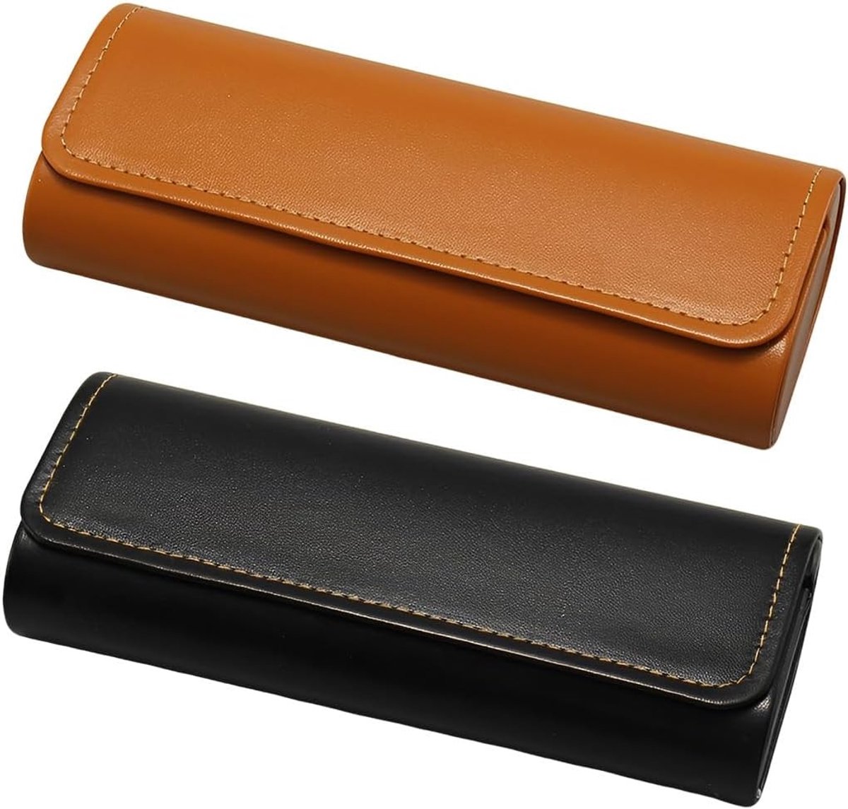 Elegante leren brillenetui met magneetsluiting, set van 2, vintage stijl, harde schaal, ideaal voor mannen, vrouwen en kinderen