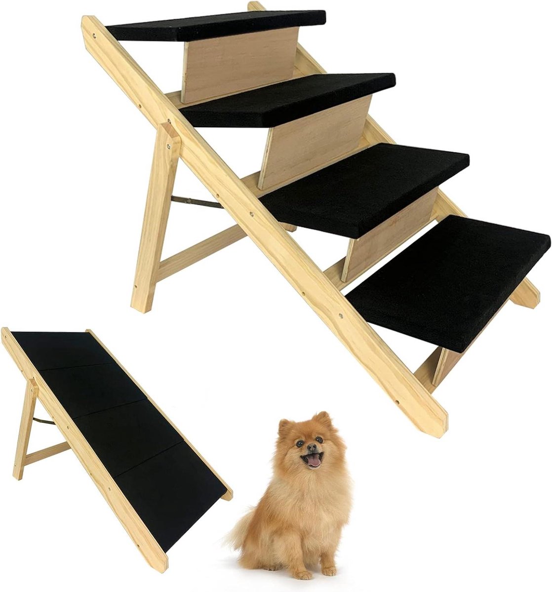 Huisdieren Oprit - Honden trap - Veilig op meubels - 2-in-1 ontwerp - Tot 80 kg - Zwart