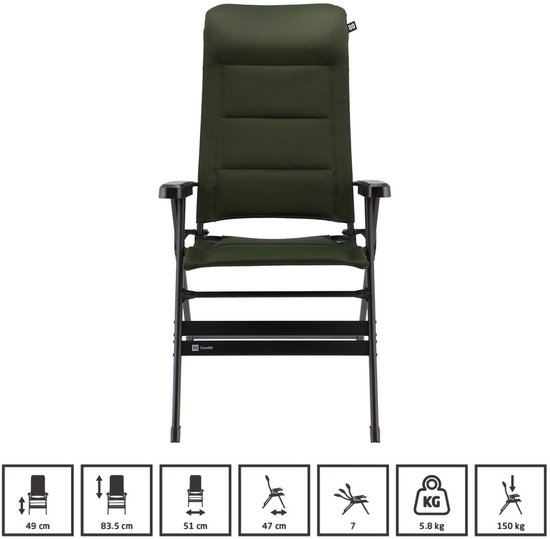 Travellife Barletta Standenstoel Comfort XL Groen - Extra brede zitting - Rugleuning in 7 standen verstelbaar van Travellife — afbeelding 4