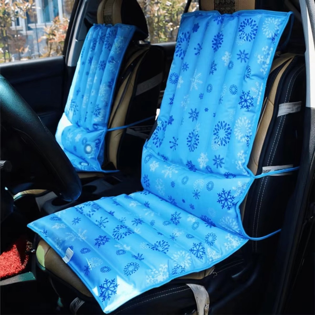 Ergonomisch Koel Zitkussen Auto – Watergevuld Autostoelkussen voor Zomerse Verkoeling, Opvouwbaar en Draagbaar - Blauw