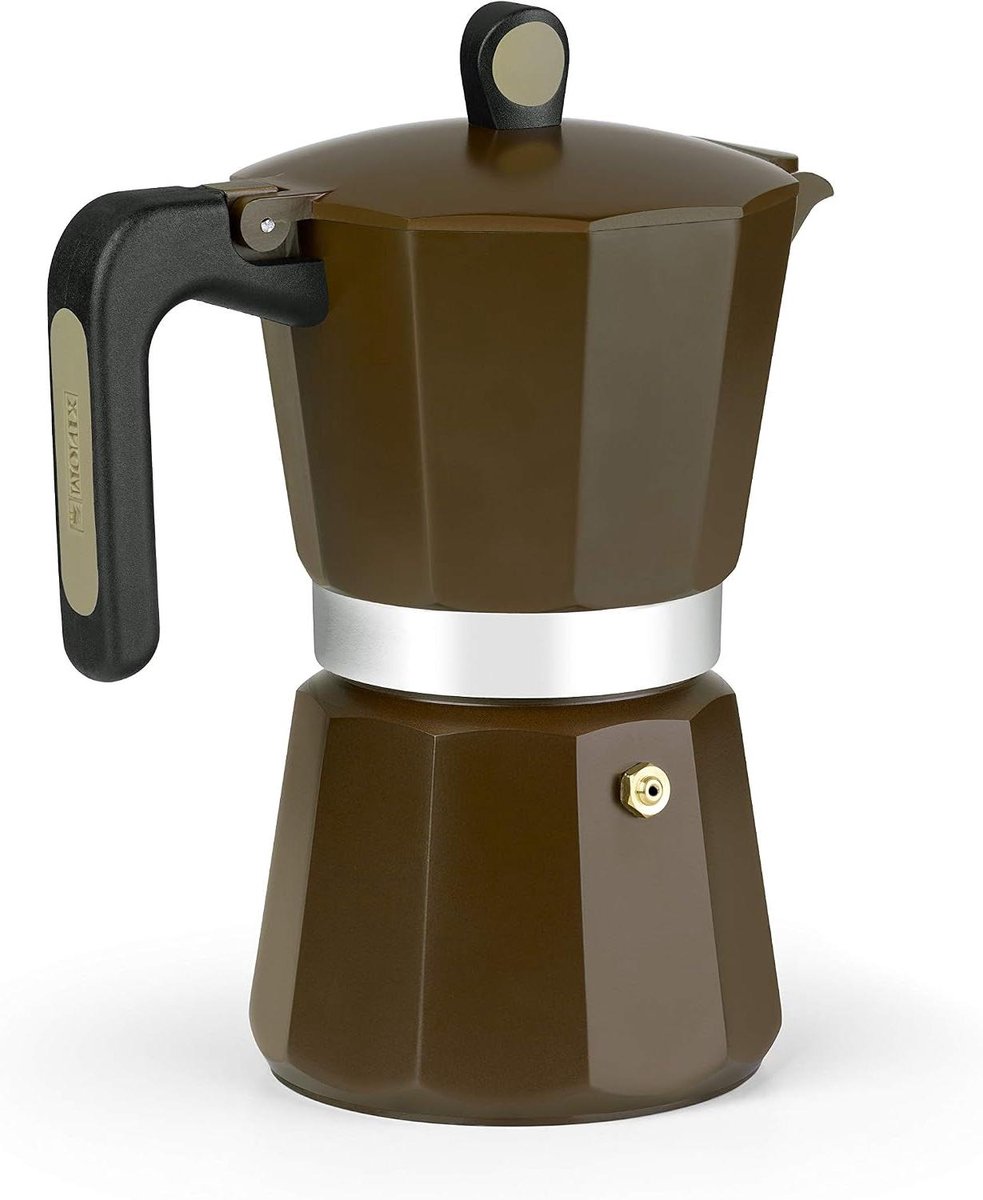Koffiezetapparaat - Espresso Maker - Koffie Zetten - Geschikt voor Inductie - 12 Kopjes - Bruin Mat