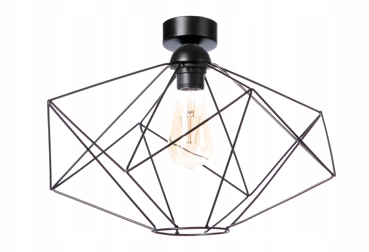 Merkloze Industriële Plafondlamp Metaal E27 - Zwart/Wit