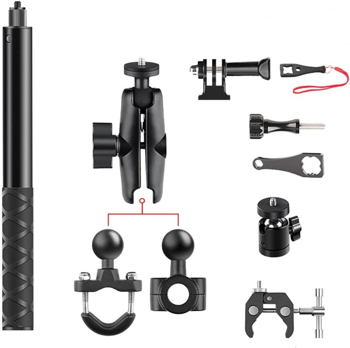 Camera Houder Accessoires voor 360 Graden Rotatie, Dual Clamp en Stabiliteit, Geschikt voor Meerdere Apparaten