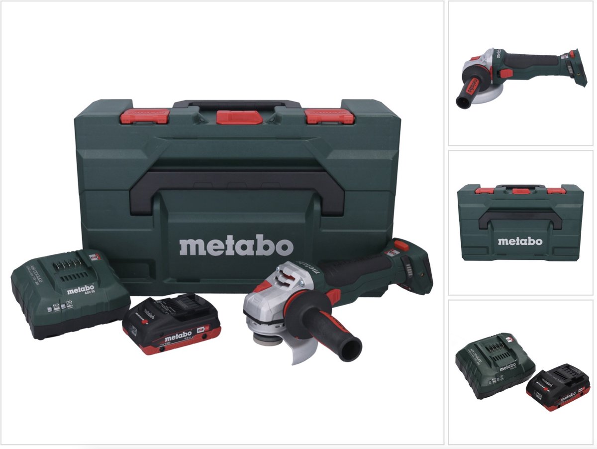 Metabo WB 18 LTX BL 15-125 Quick accu-haakse slijper 18 V 125 mm borstelloos + 1x accu 4,0 Ah + oplader + metaBOX