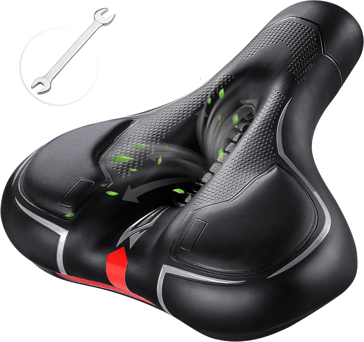 Fietszadel Comfort - Zadel Fiets - Comfortabel Fietsen - Dubbele Schokabsorptie - Universele Pasvorm - Zwart