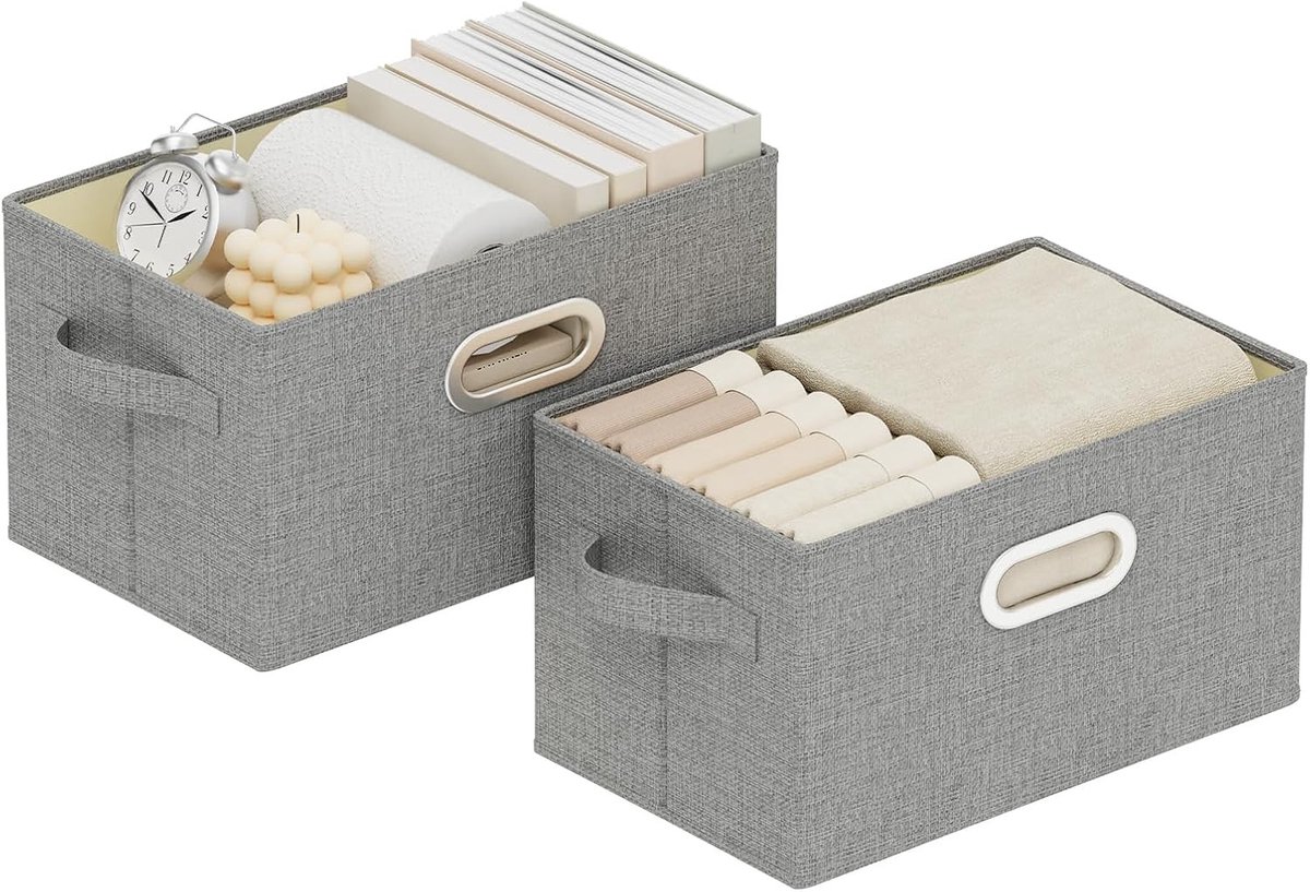 Vouwbare Opbergmanden voor Sokken en Boeken, 2 Stuks, 33 x 23 x 20 cm, Grijs, Handige Organizer voor Thuis en Kantoor