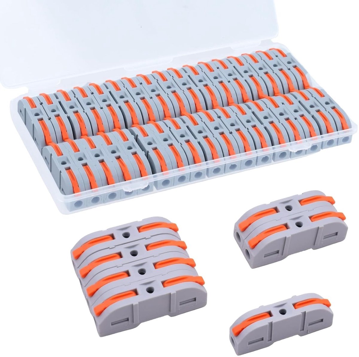 Herbruikbare hefboomconnectoren set van 34 stuks voor draden 0,08-4 mm², 250 V, 32 A, met testgat en eenvoudige installatie