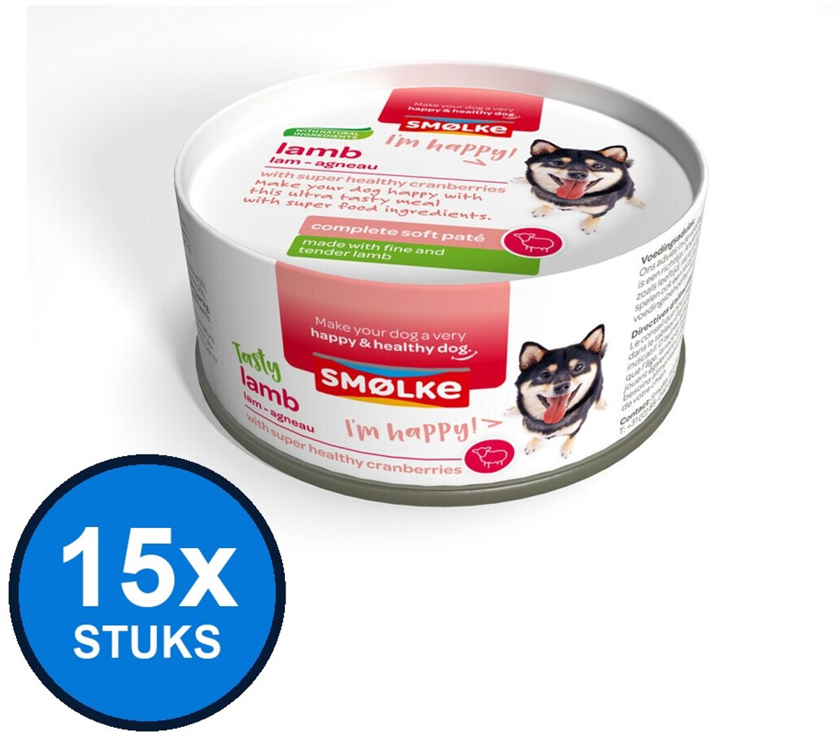 15x Smølke Soft Paté Lam - Hondenvoer Natvoer - 125g