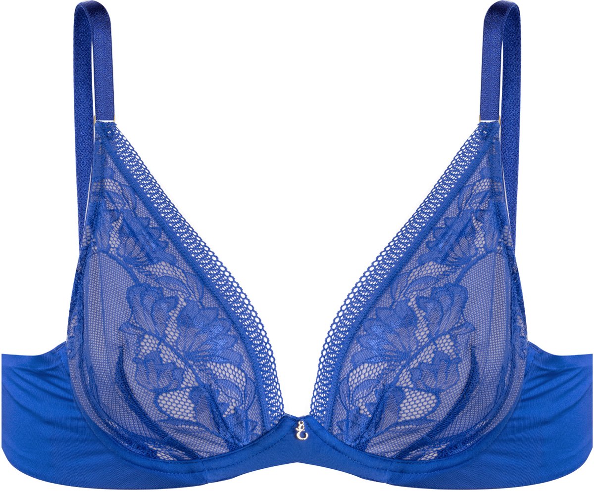ESOTIQ Nathalie 41405 - Zachte Beha voor Grote Maten 65F - Verlengd Kant & Optimale Ondersteuning - Blauw