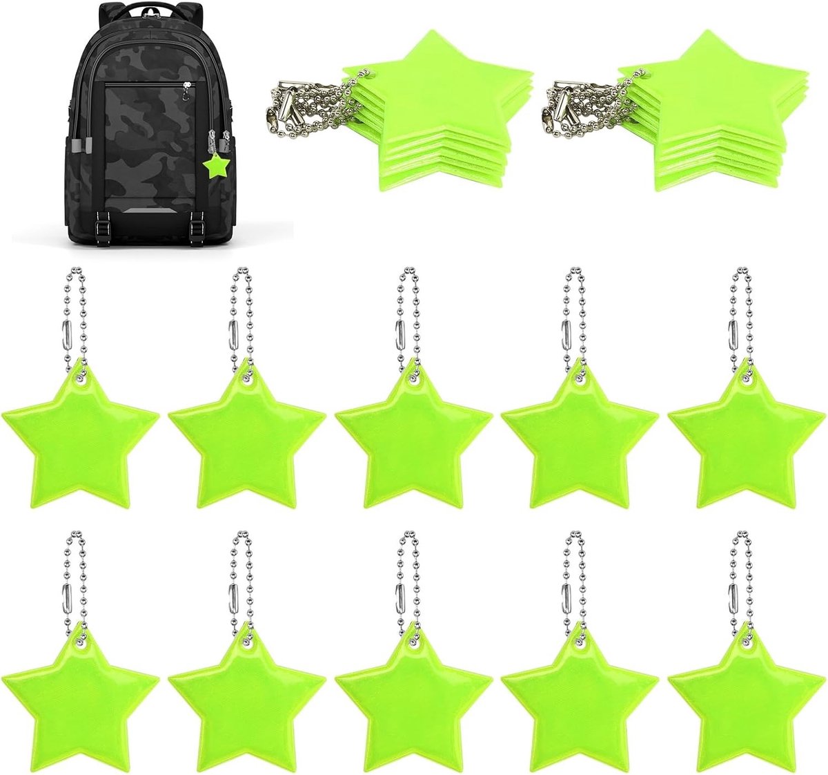 Reflector Hangers voor Rugzakken en Schooltassen - 36 Stuks Fluorescent PVC Veiligheidsreflectoren voor Fietsen, Hardlopen en Wandelen