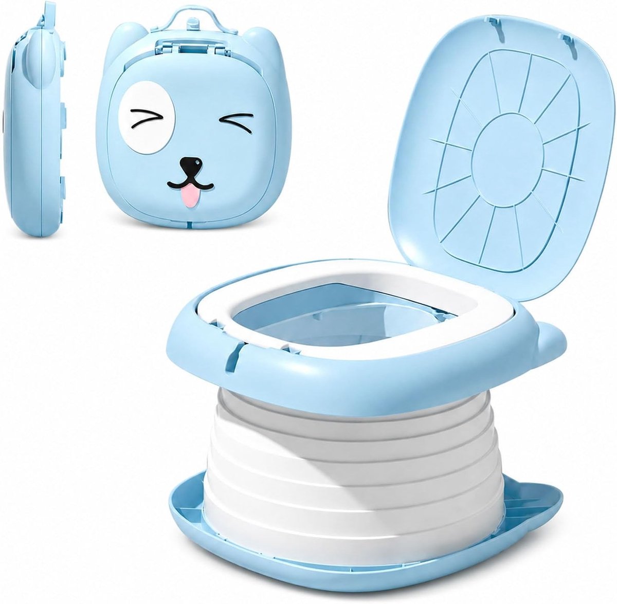 Vouwbare Toiletbril voor Kinderen, Draagbare Reis Potty voor Camping en Thuisgebruik met Wegwerpzakje (Blauw) - Ideaal voor Zindelijkheidstraining, Gemakkelijk Meeneembaar en Comfortabel