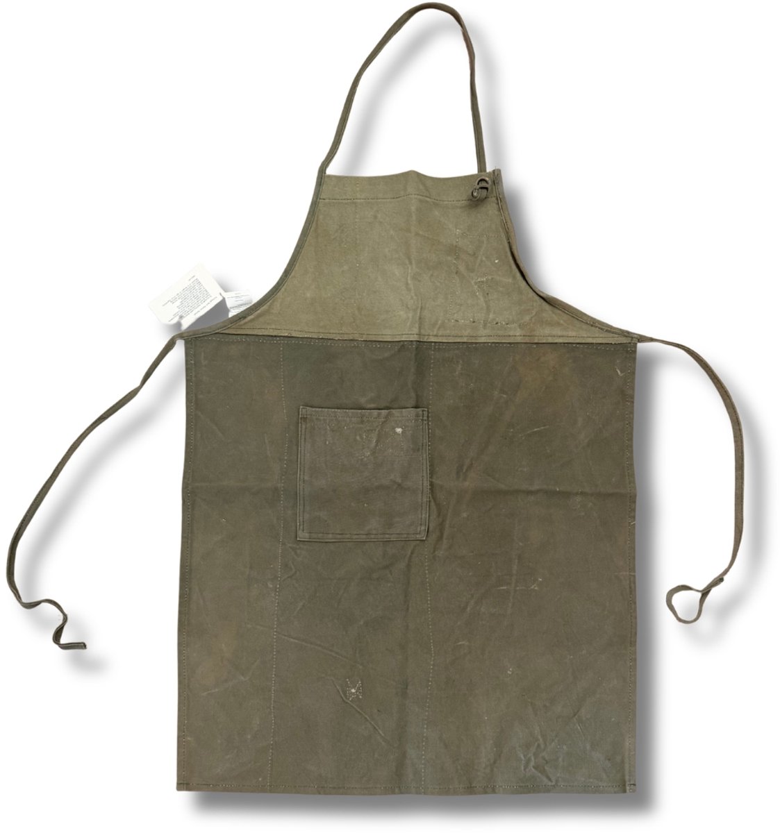PUEBCO-schort-herenschort-damesschort-vinatage-BBQ short -100% recycled tentstof-groen
