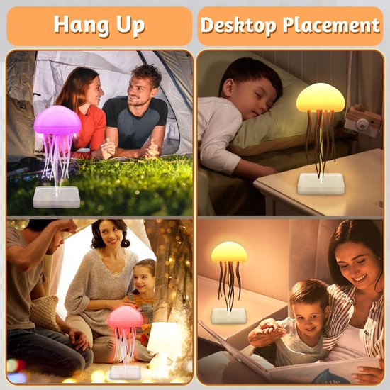 Led Kwallenlamp - Sfeerlicht Nachtlampje - Decoratie Kamer - Spraakbesturing - 19 cm - Wit — afbeelding 5