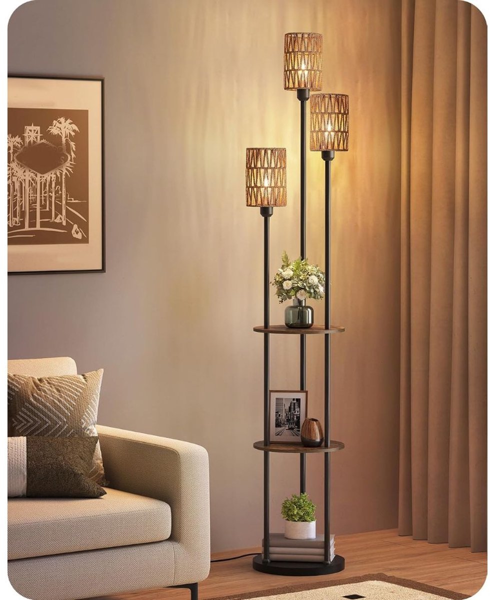LNMsolutions® Vloerlamp - Vloerlampen Woonkamer - Vloerlamp Dimbaar - Beige - 43cm x 33cm x 16cm