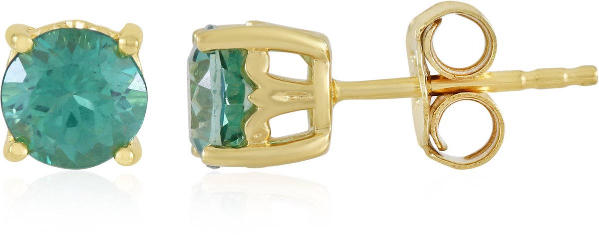 Cavill - Zilveren Oorbellen - 925 Sterling Zilver Verguld - Kaaiman Topaas Rondgeslepen 1,71 ct - Blauwe en Groene Edelsteen Oorbellen Elegant Avond