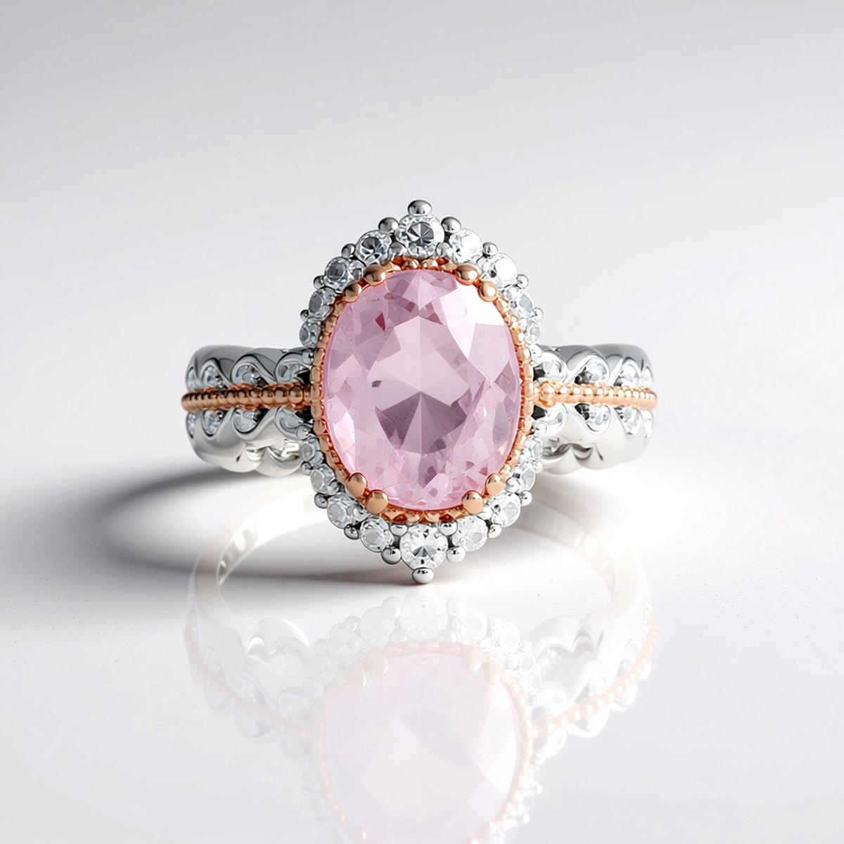 Cavill - Zilveren Ring met Braziliaanse Kunziet 4,68 ct - 925 Sterling Zilver met Palladiumafwerking - Ovale Edelsteen - Elegante Ring voor Dames