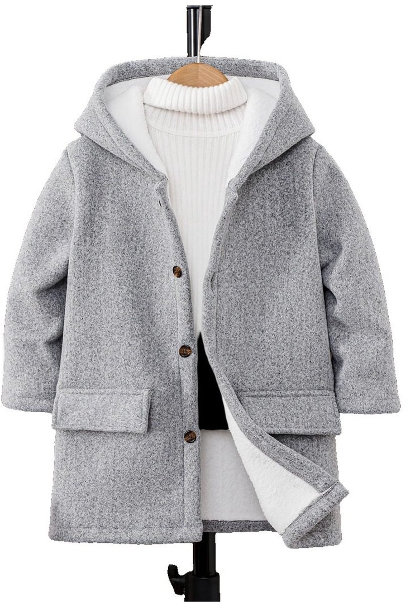Currero Mantel Jongens Tussenmantel Jongen Winter Jas Mantelpakje Trenchcoat Overjas Overcoat Winterjas 5-6 Jaar Grijs
