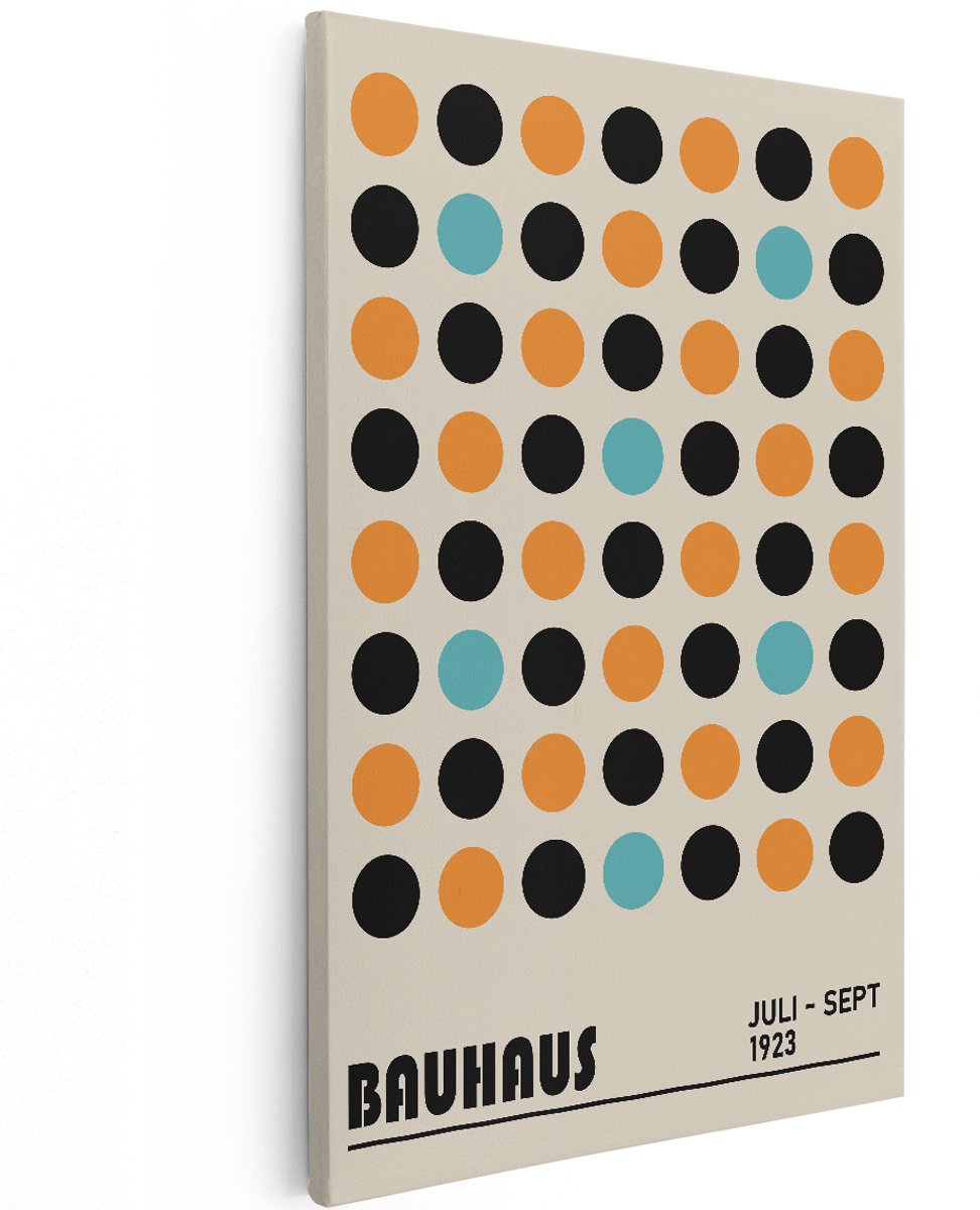 Artaza Canvas Schilderij Bauhaus Poster - 100x150 cm - Groot - Wanddecoratie Abstract - Muurdecoratie Geometrisch - Decoratie Vintage - Oranje