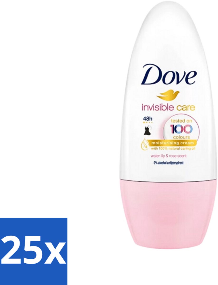 Dove Invisible Touch - Floral Care - Deodorant Roll-on - Waterlelie & Roos - 50 ml - Bulkverpakking - 25 stuks