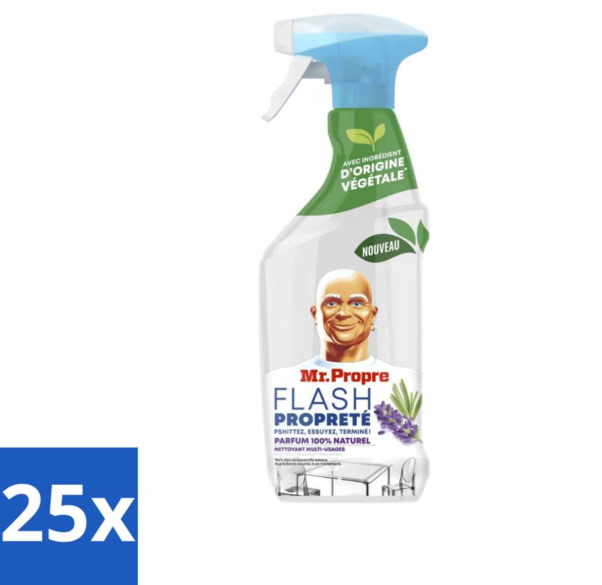 Mr. Proper - Allesreiniger Spray - Lavendel & Rozemarijn - 100% Natuurlijke Parfum - 800 ml - Bulkverpakking - 25 stuks