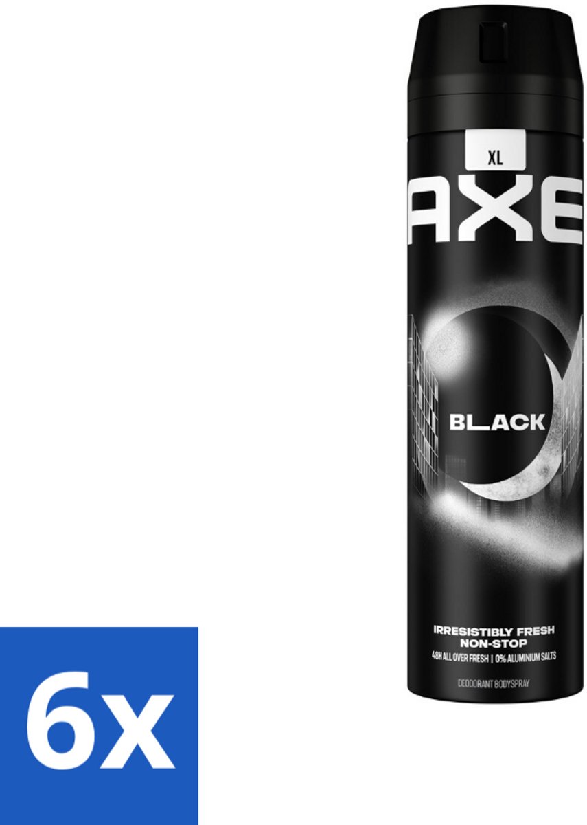 Axe XL - Deodorant Bodyspray - 48hrs Fresh - Black - Frozen Pear & Cedarwood - 200 ml - Voordeelverpakking - 6 stuks