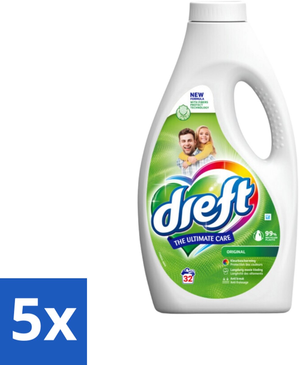 Dreft Vloeibaar Wasmiddel Origineel 32 Wasbeurten 1,4 liter - Bulkverpakking - 5 stuks