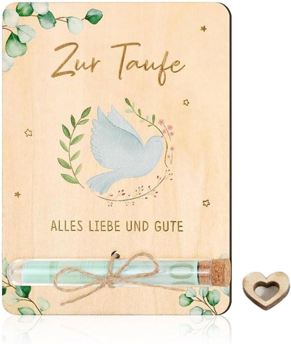 Houten Spaarbox voor Communie met Glazen Buis en Touw voor Jongens en Meisjes - Perfect Cadeau voor Bijzondere Gelegenheden