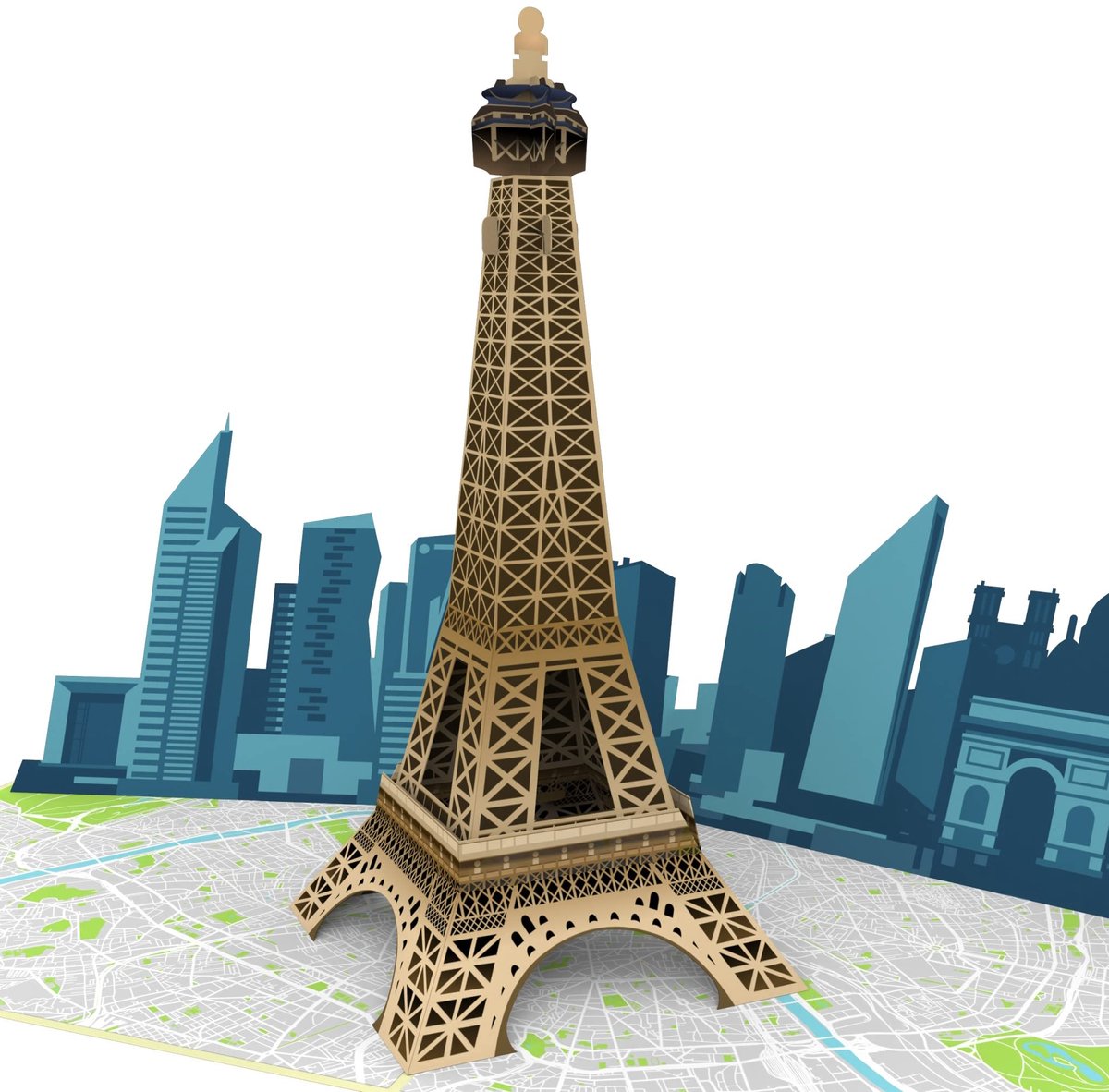 MOKIO® Pop-Up Kaart – Eiffeltoren in Parijs – 3D wenskaart voor een verjaardag, Frankrijk Verjaardagskaart - ShopVlot