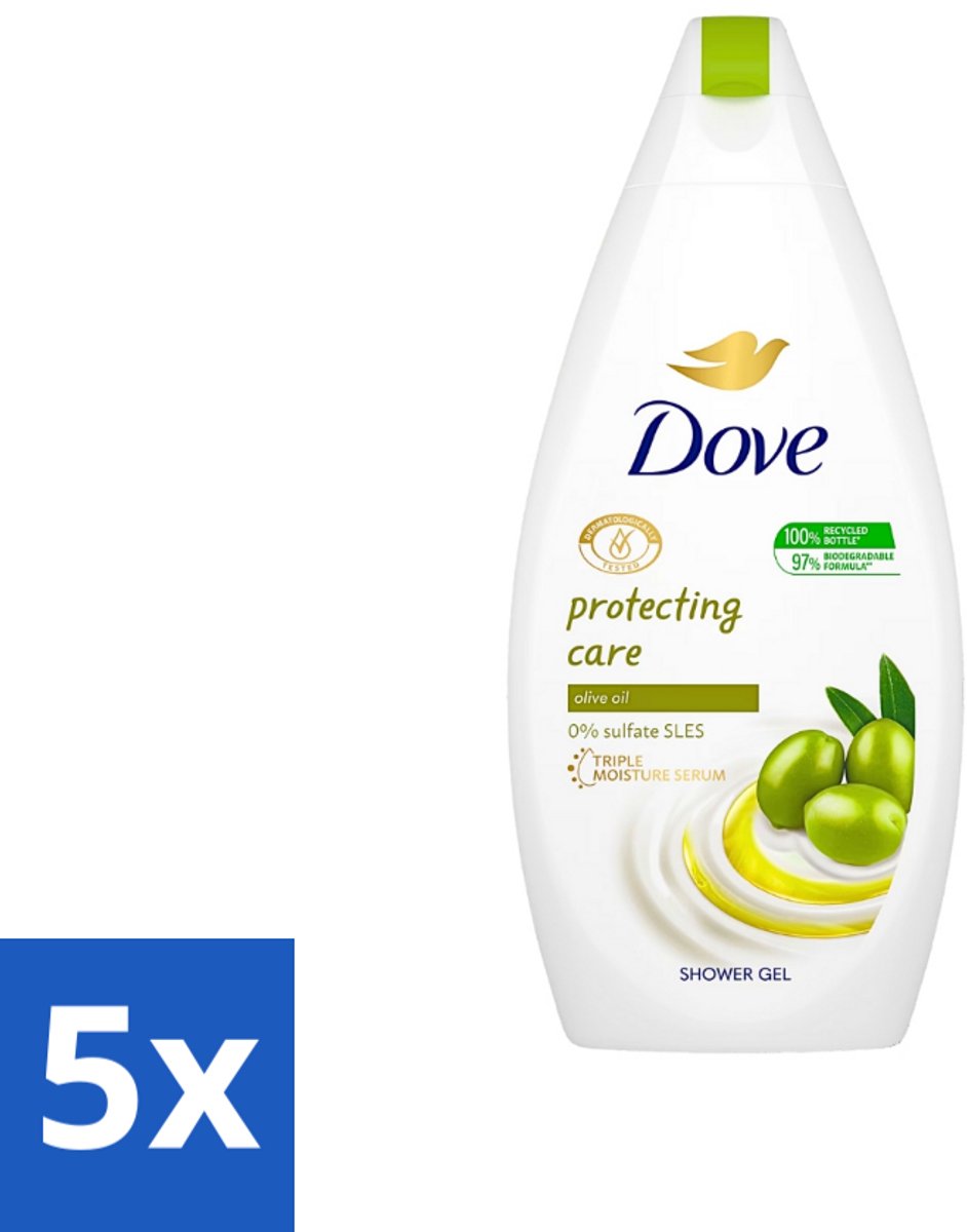 Dove Protecting Care - Douchegel - Olijfolie - Sulfaatvrij - 450 ml - Bulkverpakking - 5 stuks