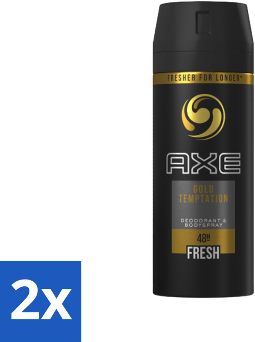 2 x Axe - Deodorant Bodyspray - 48hrs Fresh - Gold Temptation - 150 ml - Deodorant - Axe - Gold Temptation - 48 Uur Bescherming - Mannelijke Deodorant