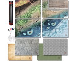 Starterset voor Dungeons & Dragons: Herbruikbare RPG Battlefield Mat 58x84 cm met 2.5 cm Raster en Hex, Ideaal voor Pathfinder en Warhammer Spellen