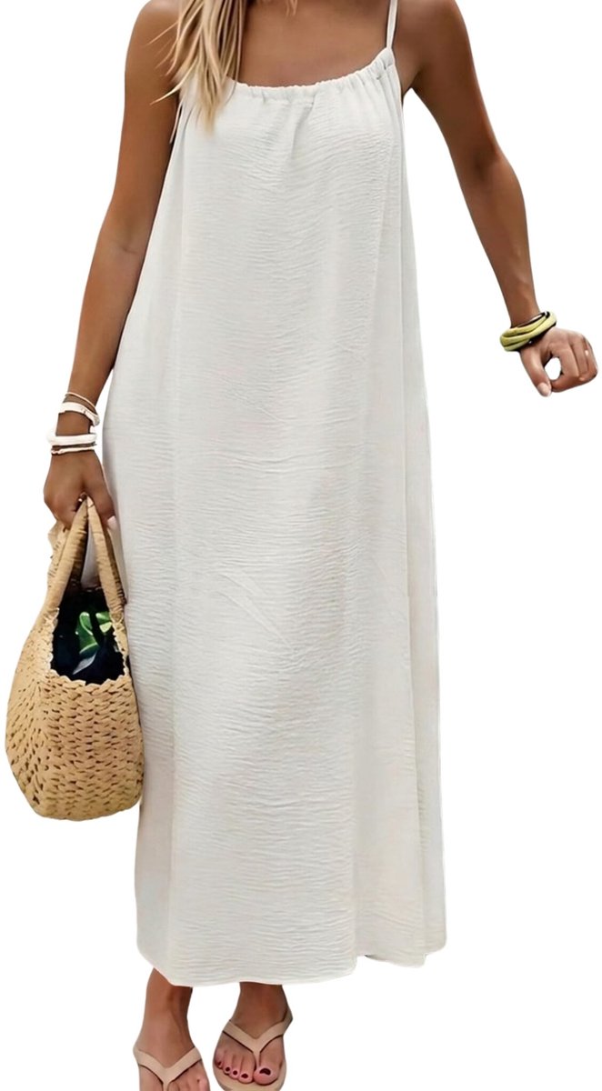 Currero Open Rug Jurk Backless Body Jurk Shirt Jurken Open Back Dress Ivoorwit