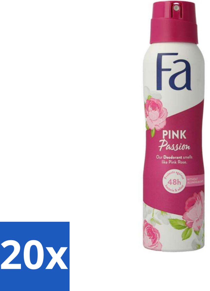 FA - Pink Passion - Deodorant Spray - Roze Roos - 150 ml - Bulkverpakking - 20 stuks