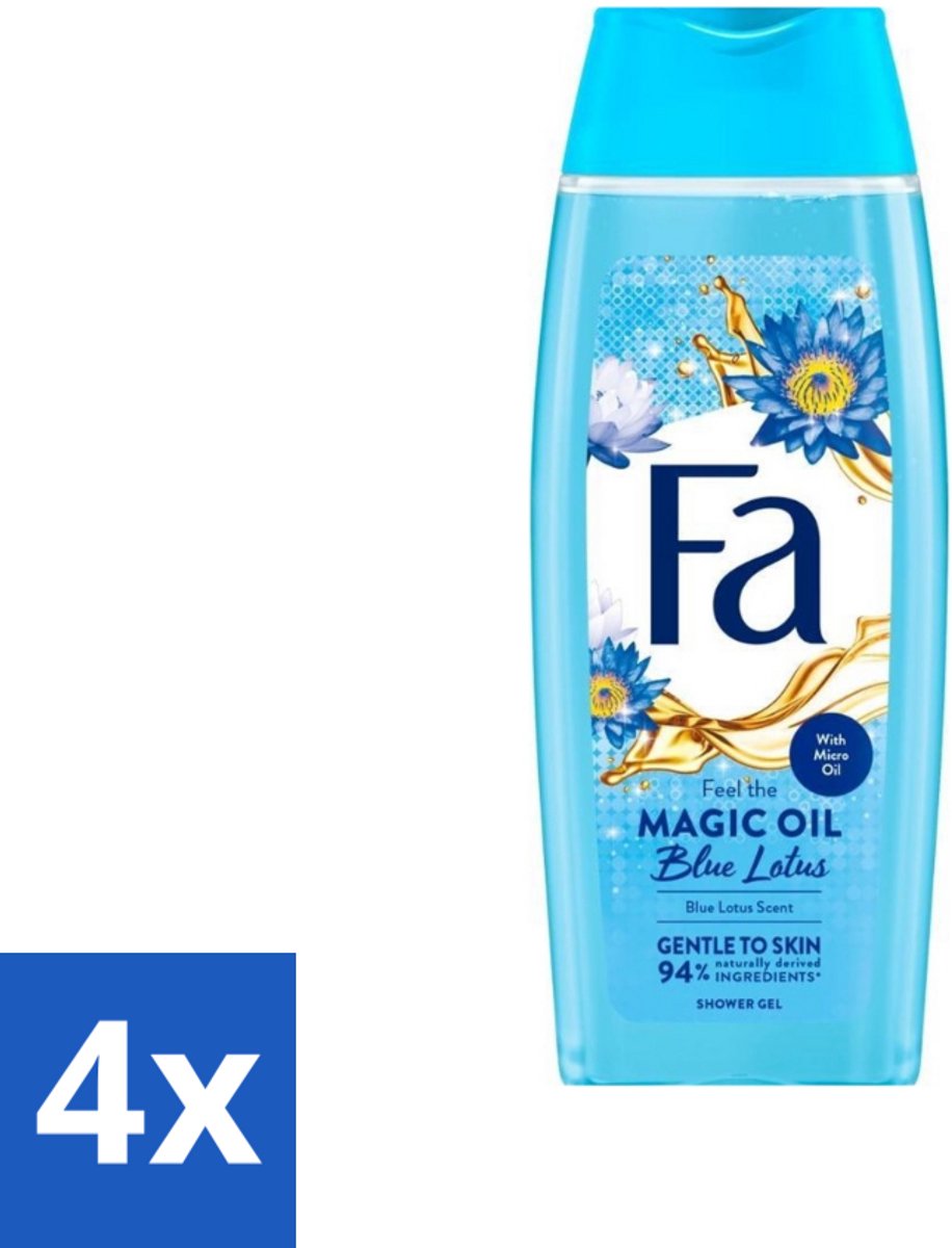 4 x Fa - Douchegel - Magische Olie - Blue Lotus Geur - 250 ml - Douchegel - Hydratatie - Zachte Huid - Blue Lotus - Roze Jasmijn