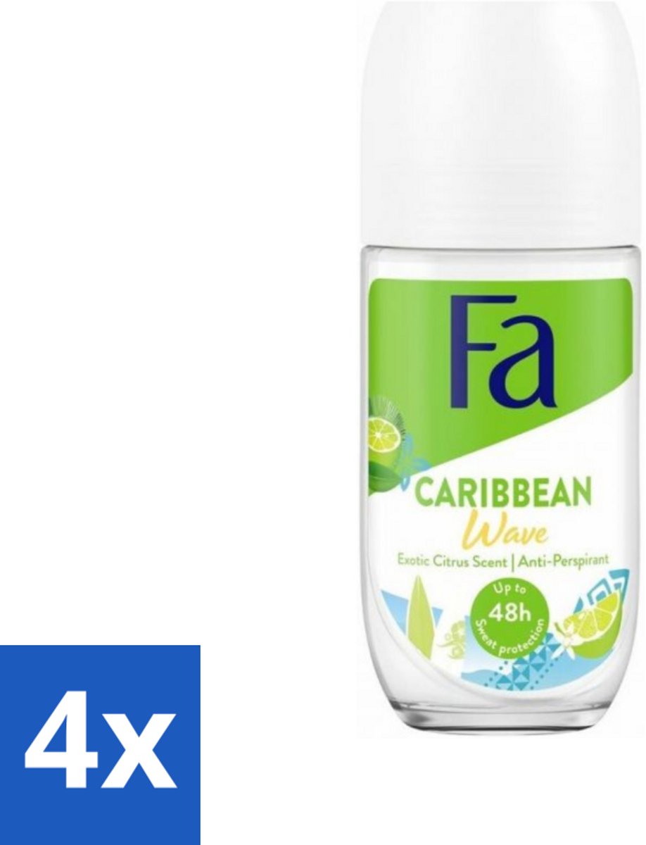 Fa Deodorant Roller Lime Squeeze 50 ml - Voordeelverpakking - 4 stuks