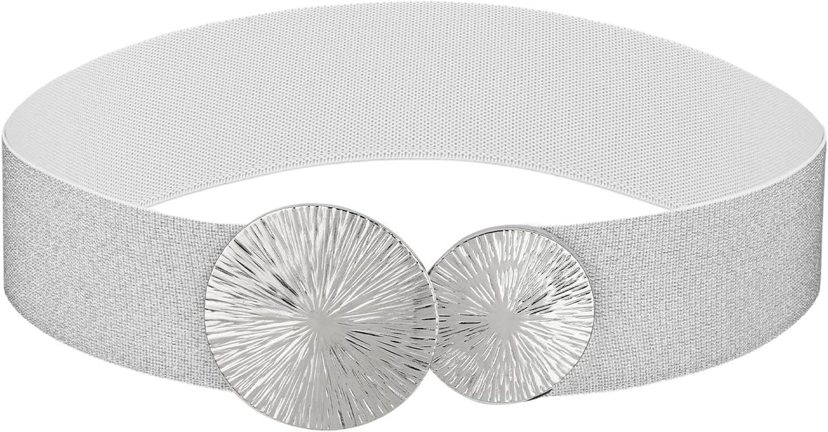 Elastische Brede Riem voor Dames met Gouden Dubbele O-Ringen, Vintage Stretch Tailleband voor Jurken en Casual Outfits