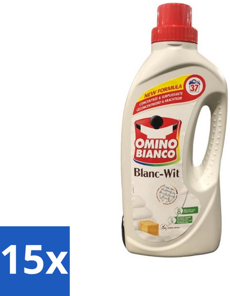 Omino Bianco - Wasmiddel - Geconcentreerd & Krachtig - Witte Was - 37 Wasbeurten - Bulkverpakking - 15 stuks