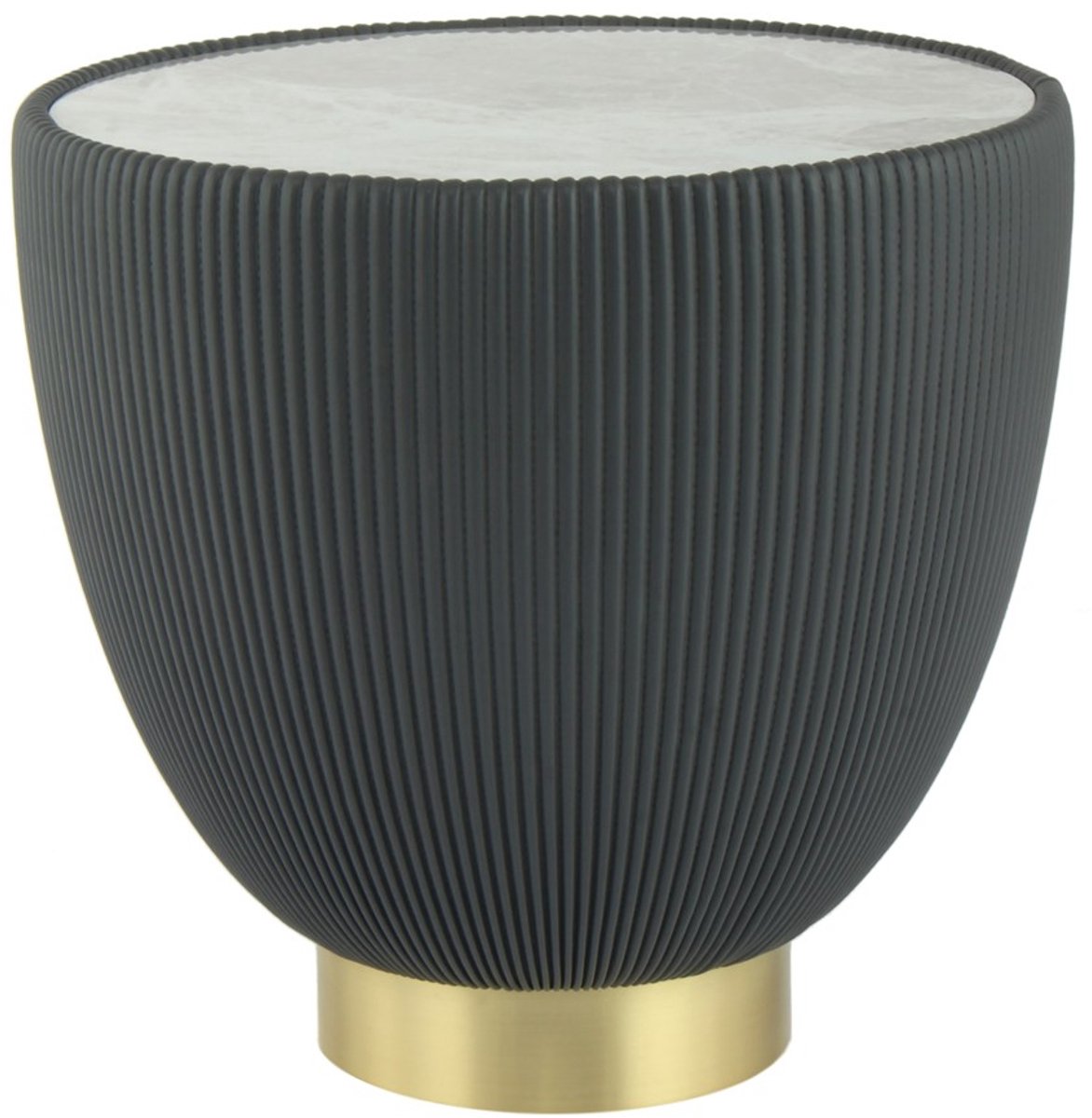 Padiro ronde bijzettafel Ø 47 x 45 cm - grijs - Modern Art-Déco Glamour Look - gesinterde steen en PU - ijzeren onderstel