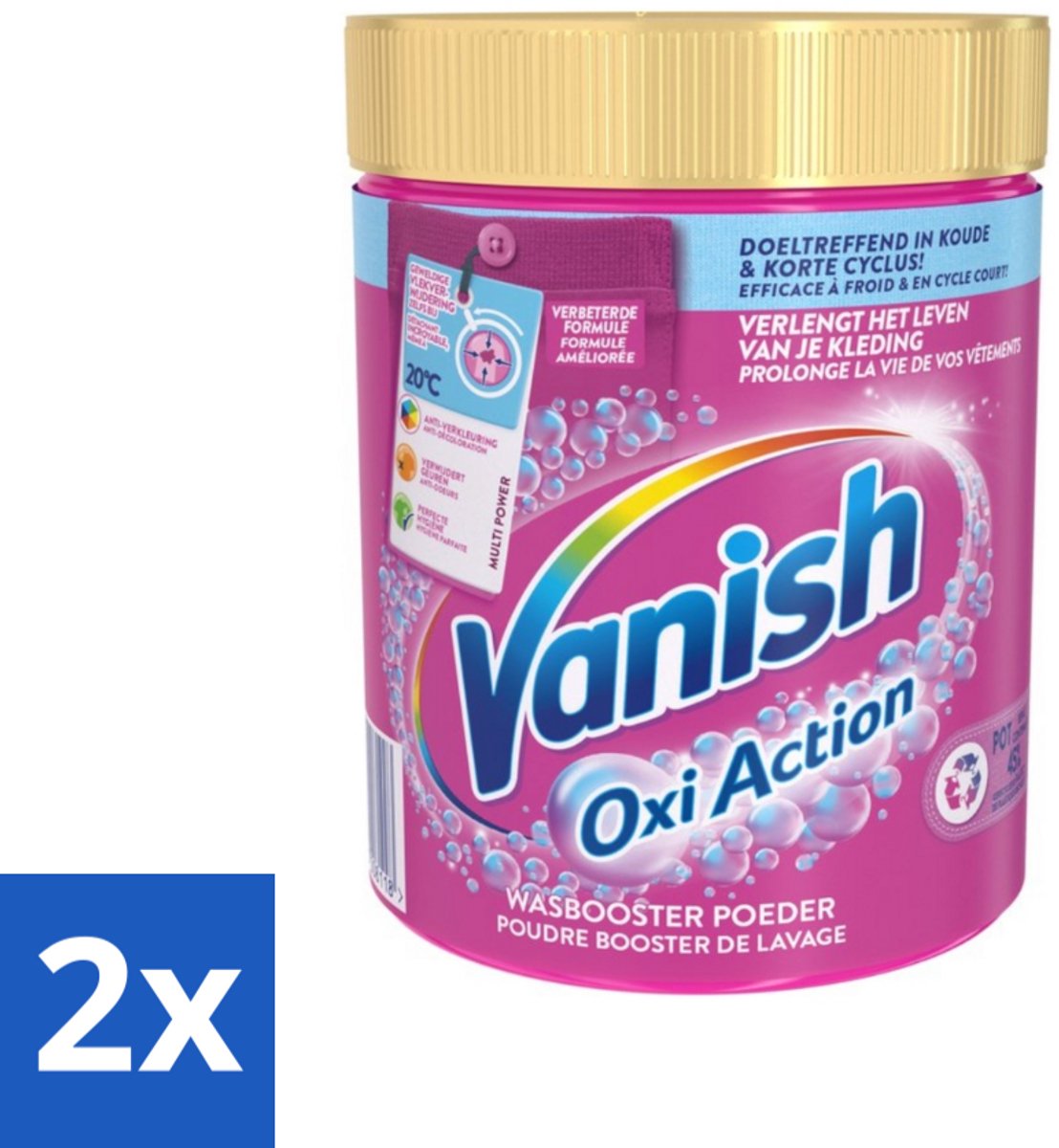 2 x Vanish Oxi Action - Vlekkenverwijderaar Poeder - Gekleurde Was - 1 Kg - Vlekkenverwijderaar - Wasbooster - Gekleurde Was - Vlekken Verwijderen - Wasmiddel