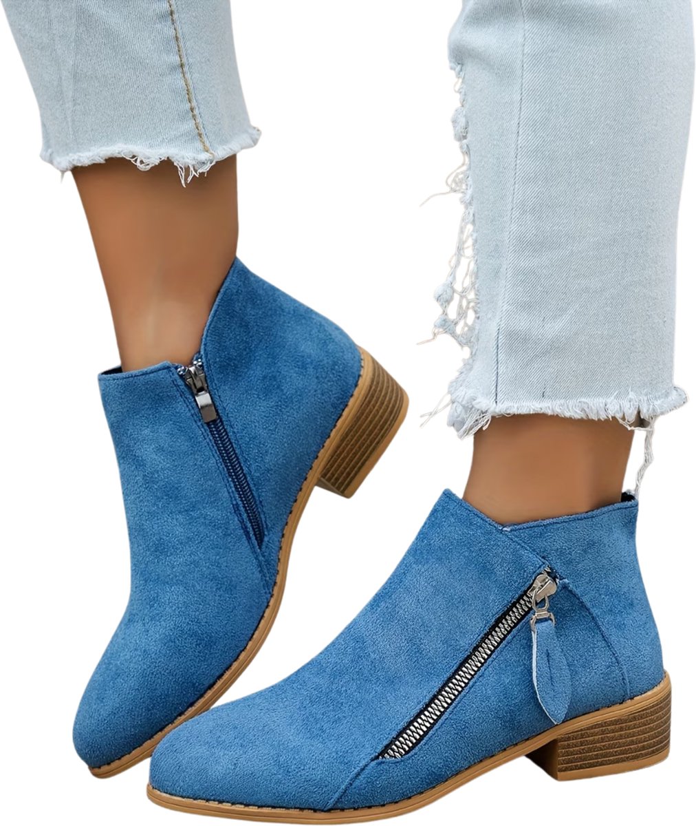 Currero Dames Cowboy Laarzen Hoge Hak Enkellaarzen Kniehoge Western Boots Chelsea 41 Blauw