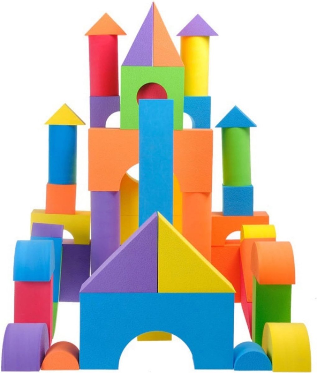 30 Stuks Zachte Stapelblokken van EVA Schuim, Grote Bouwblokken voor Baby's, Educatief Speelgoed voor 18+ Maanden en Peuters, Perfect voor Bad en Creatieve Spelletjes